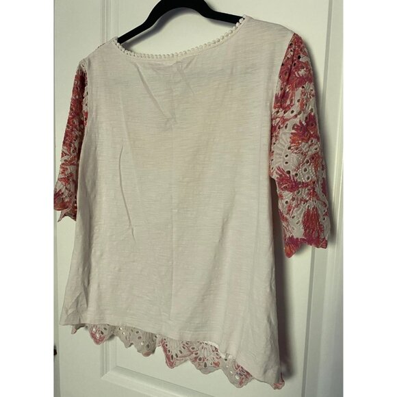 Porridge Anthropologie Arber Eyelet Lace Shirt Sleeve Top Floral Size Medium - Picture 6 of 6